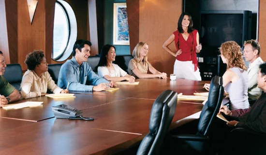 Business meeting on a cruise ship.
