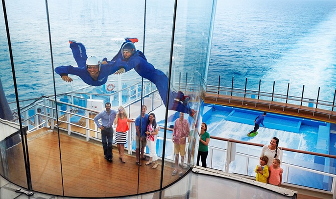 Family having fun on cruise ship